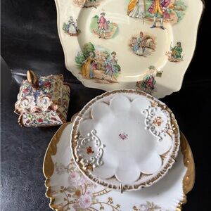 Vintage various made in England wall plates Cream Decorative Plate Set